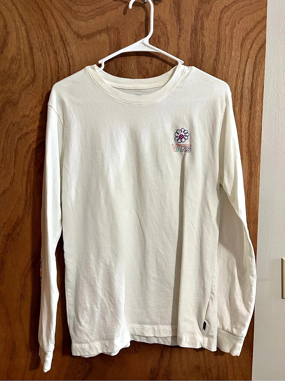 Women’s Vans Pressed Floral Long Sleeve T-Shirt White Medium